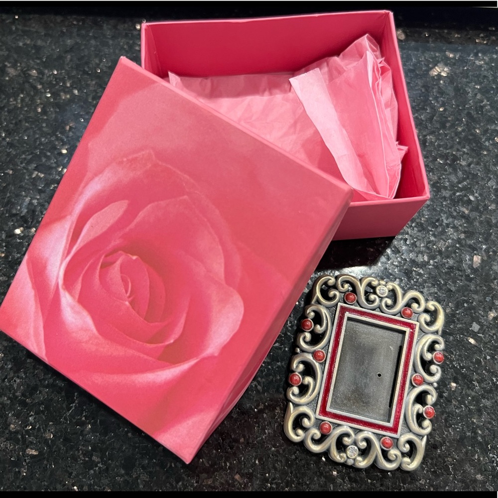 Jay Strongwater Mini Picture Frame Red w Crystal details New